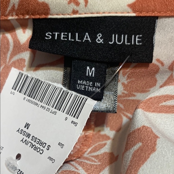 Floral Print Dress in Orange and Cream STELLA & JULIE - Picture 7 of 9